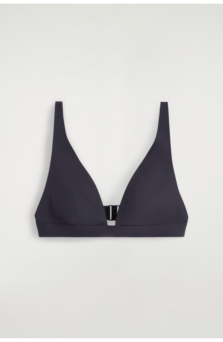 COS Bonded Scuba Knit V-Neck Bikini Top, Alternate, color, Navy