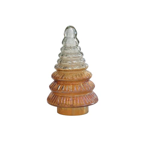 Embossed Two-Tone Mercury Glass Tree, Amber Color
