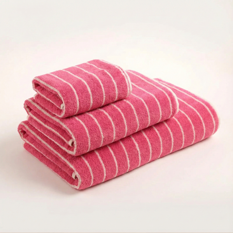 Solid Wide Striped Yarn-Dyed 100% Cotton Towel 3-Pcs Set