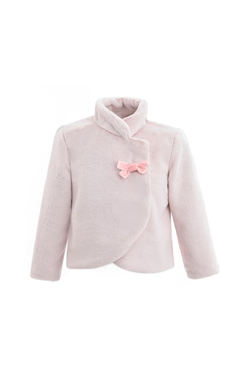 Tulleen Bow Collar Plush Coat, Main, color, Pink