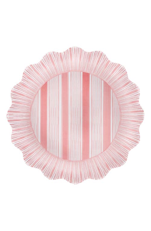 Juliska Cabana Stripe Melamine Dinner Plates, Set Of 4 In Coral