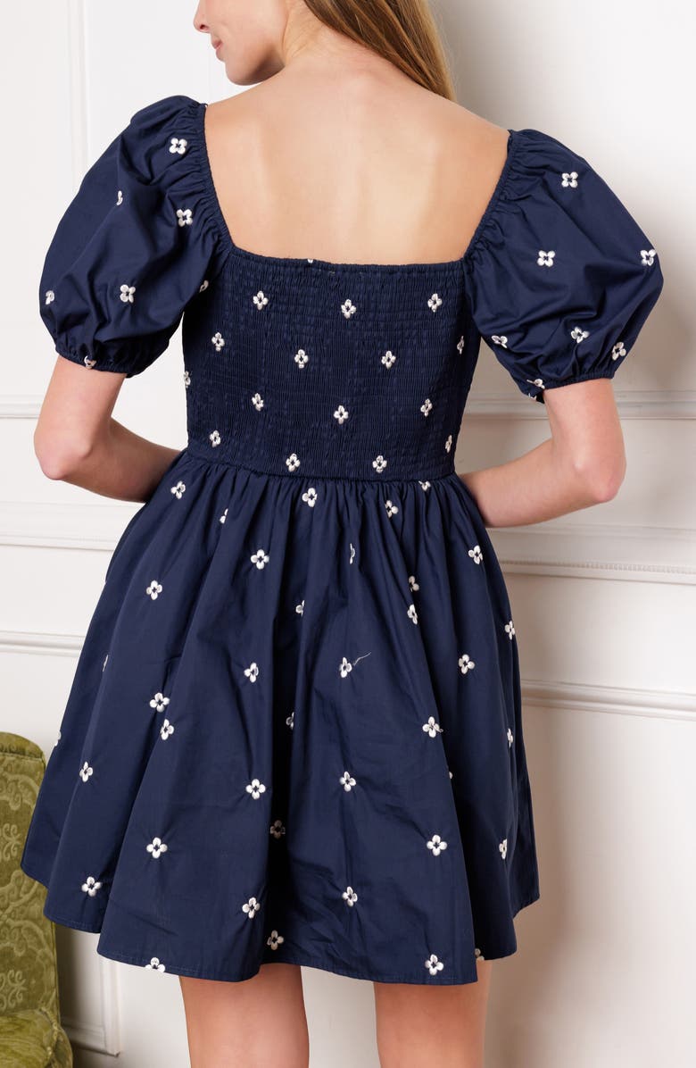 FLYING TOMATO Floral Embroidered Puff Sleeve Cotton Minidress, Alternate, color, 