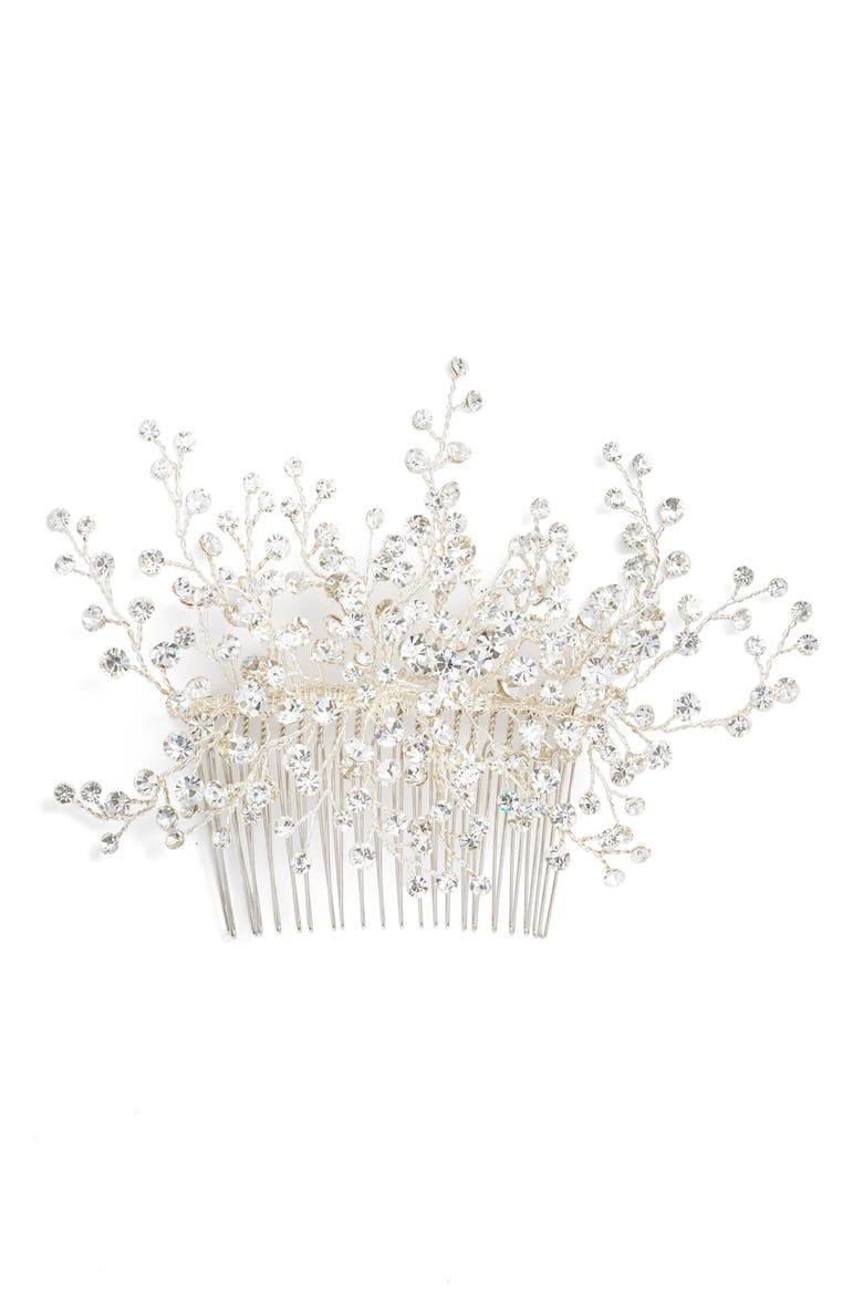 'Veda' Crystal Embellished Hair Comb, Alternate, color, CLASSIC SILVER