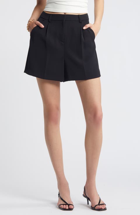 Pleated High Waist Trouser Shorts
