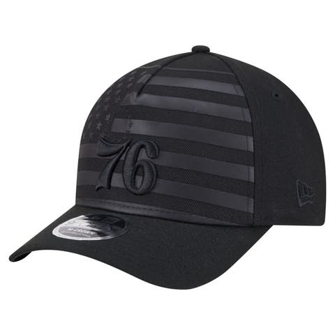 Men's New Era  Black Philadelphia 76ers Game Day Flag A-Frame 9FORTY Adjustable Hat