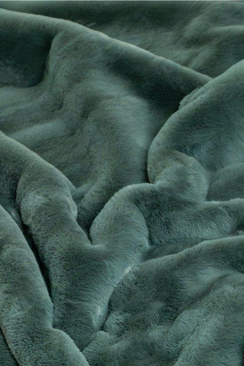 Santa Cruz Faux Fur Throw Blanket, Alternate, color, Forest Green