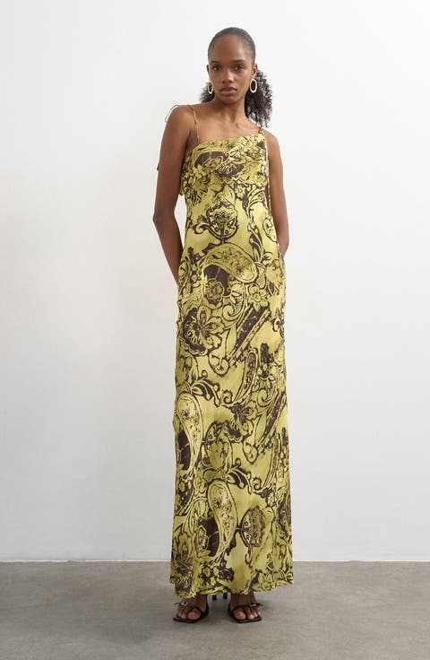 Paisley Satin Maxi Dress