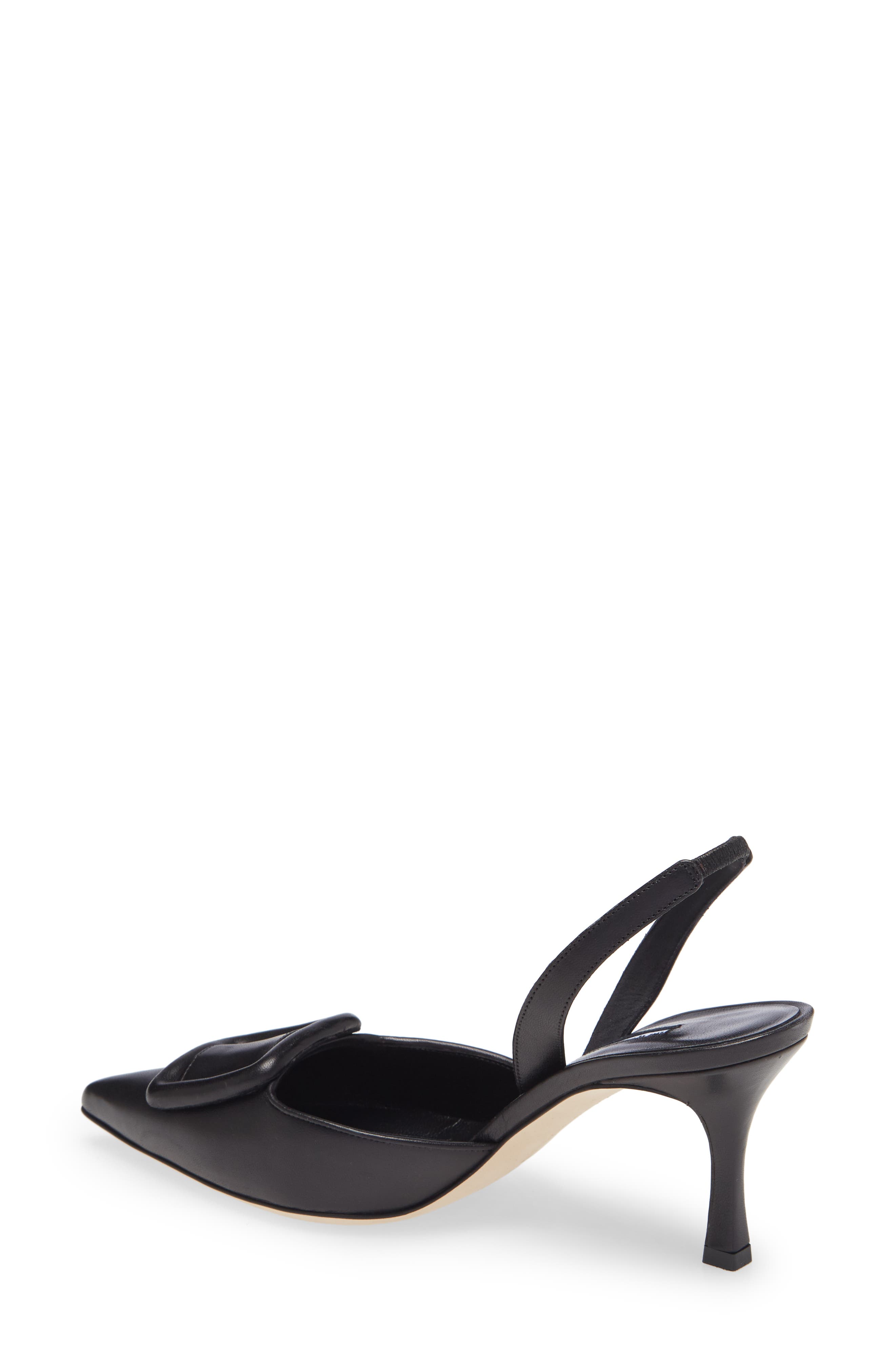 Manolo Blahnik Maysli Buckle Slingback Pointed Toe Pump, Alternate, color, Black