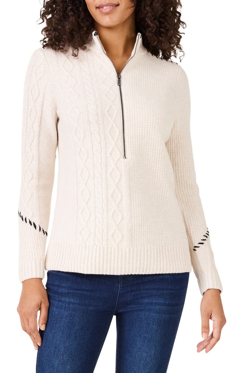NIC+ZOE Placed Cable Half Zip Sweater, Main, color, 