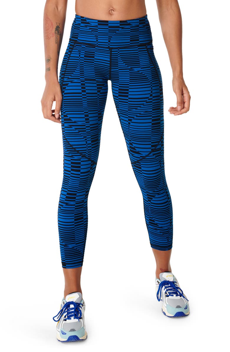 Sweaty Betty Power Pocket Workout Leggings, Main, color, Blue Perspective Print