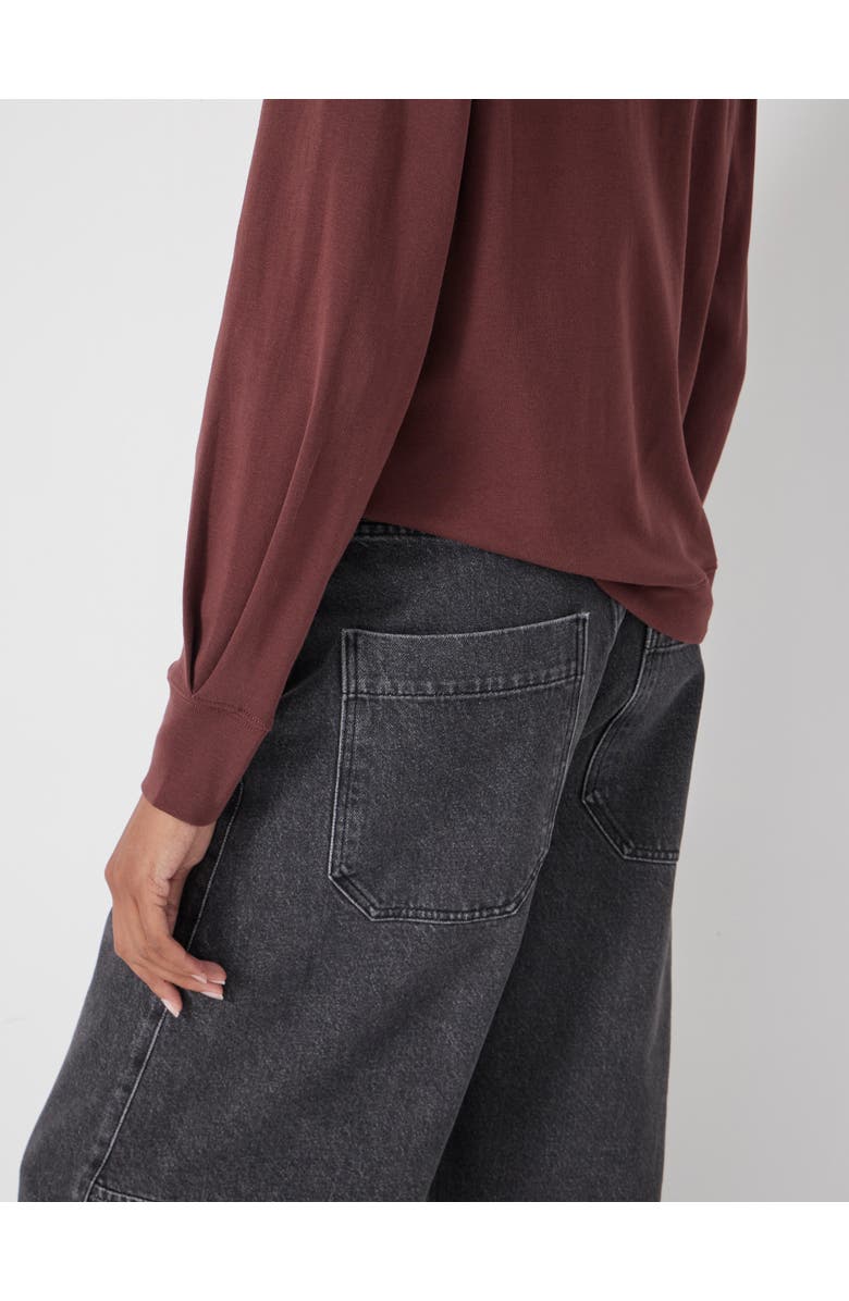 Hush Emily Puff Sleeve Cotton Jersey Top, Alternate, color, Rum Raisin