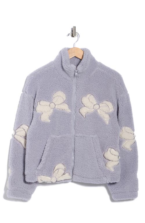 Thread & Supply Bow Patch Faux Shearling Jacket In Purple