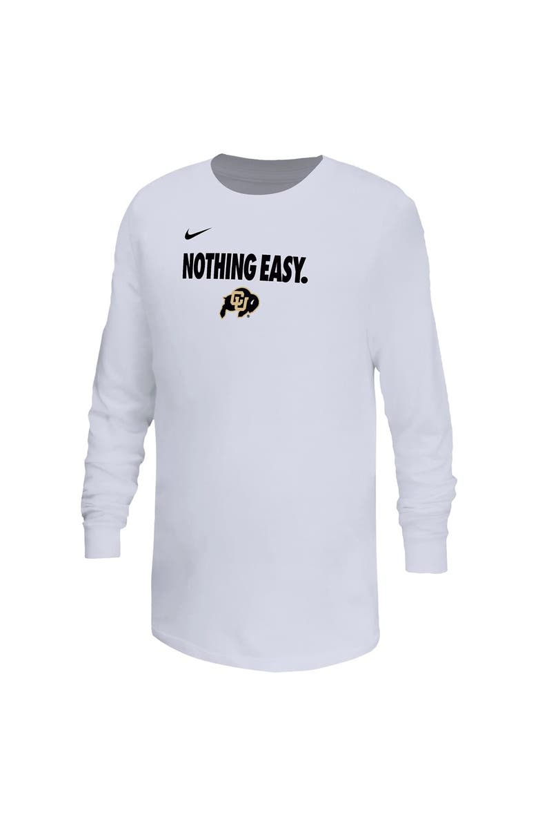 Nike Youth Nike White Colorado Buffaloes 2025 On-Court Bench Long Sleeve T-Shirt, Alternate, color, 