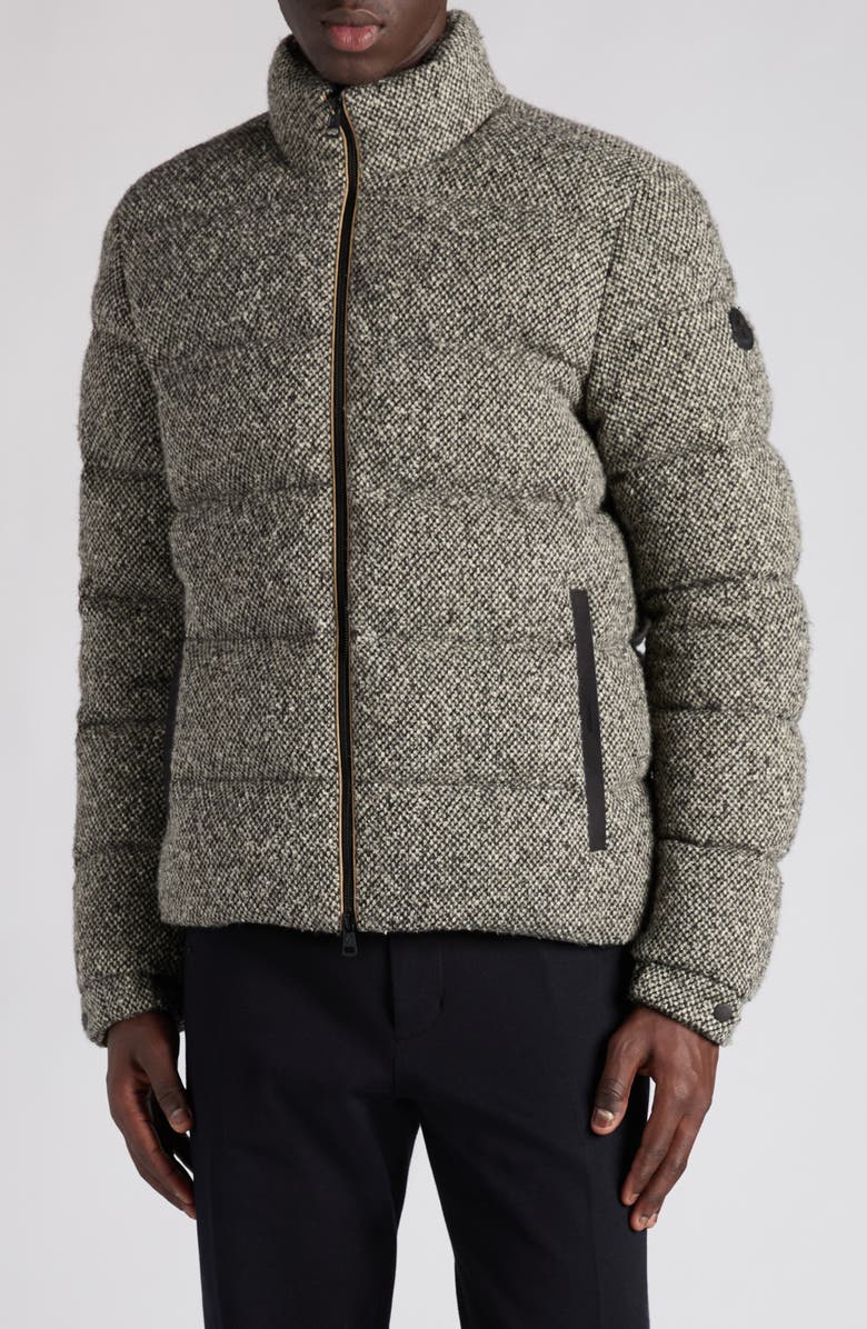 Moncler Agde Tweed Down Puffer Jacket, Main, color, Black/ White
