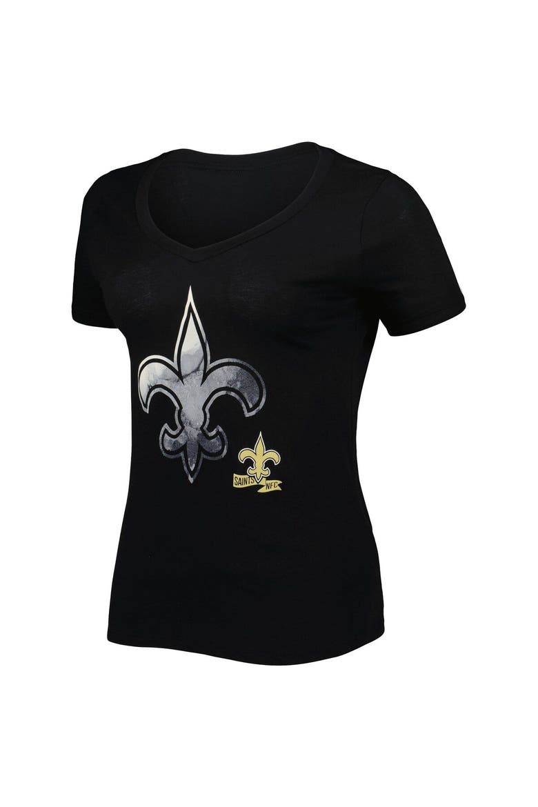 Women's New Era Black New Orleans Saints Ink Dye Sideline V-Neck T-Shirt, Alternate, color, Black