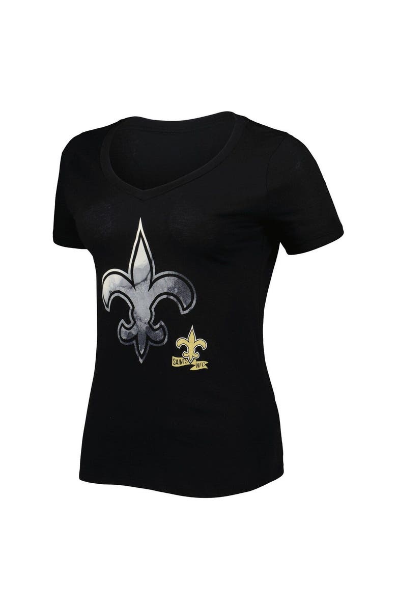 New Era Women's New Era Black New Orleans Saints Ink Dye Sideline V-Neck T-Shirt, Alternate, color,