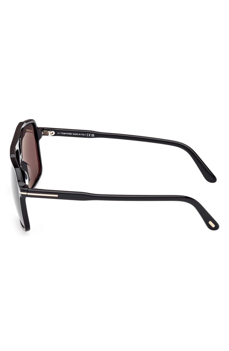 TOM FORD Kemp 59mm Navigator Sunglasses, Alternate, color, Shiny Black/ Eco/ Smoke Lenses