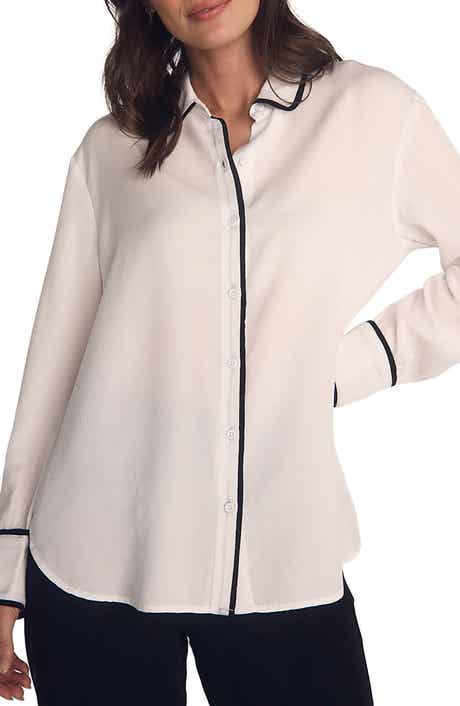 Contrast Trim Button-Up Shirt