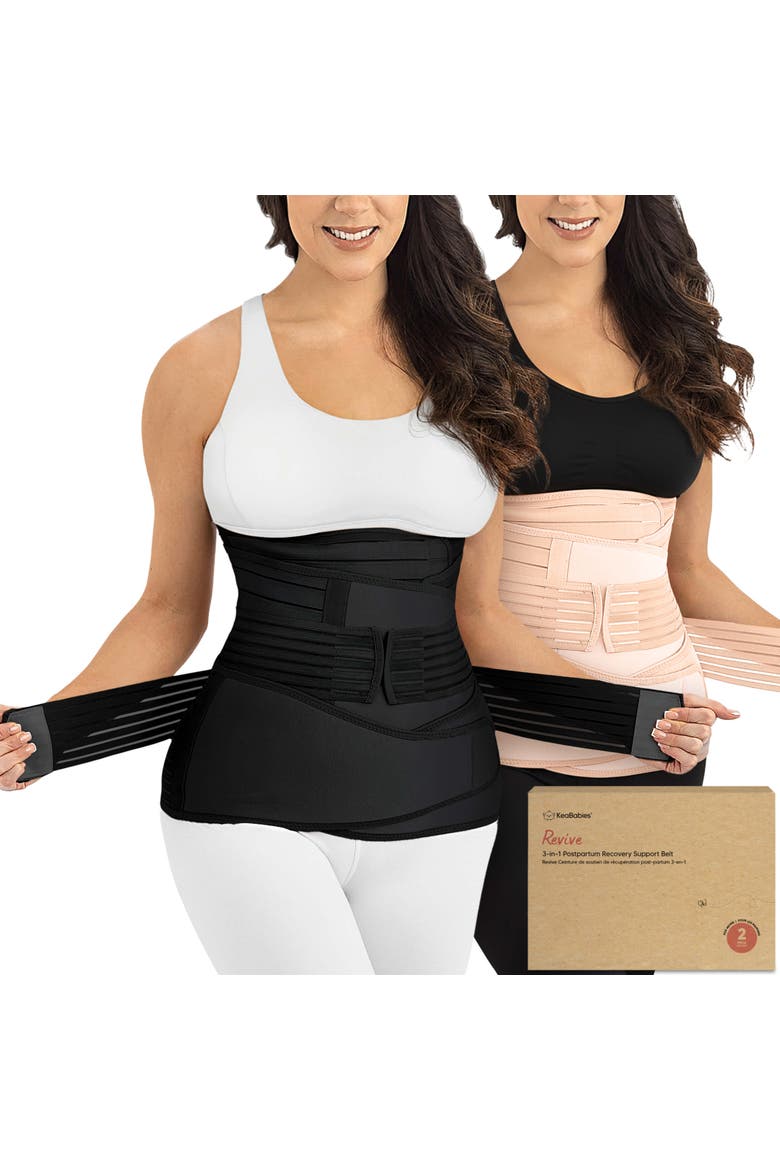 2-Pack Revive 3-in-1 Postpartum Recovery Support Belt, Main, color, Black/ Ivory