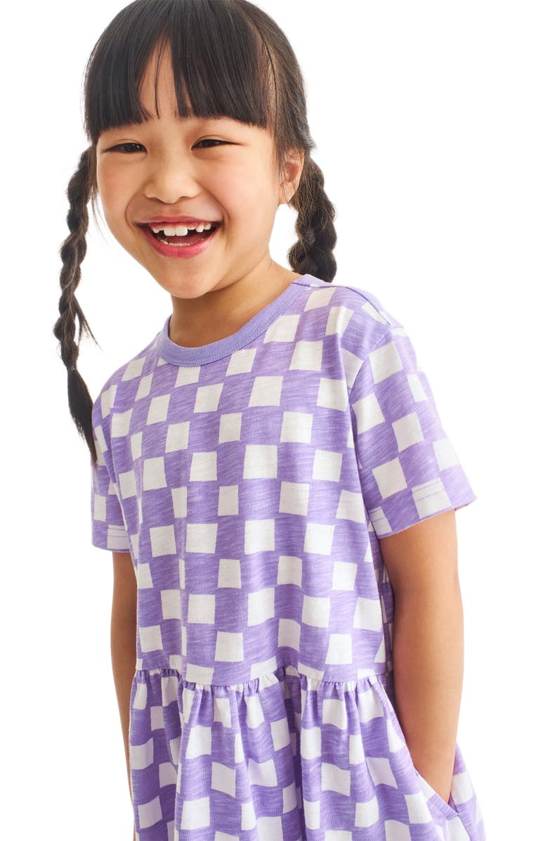 Primary Kids Easy Dress In Checks, Alternate, color, Iris White Checks