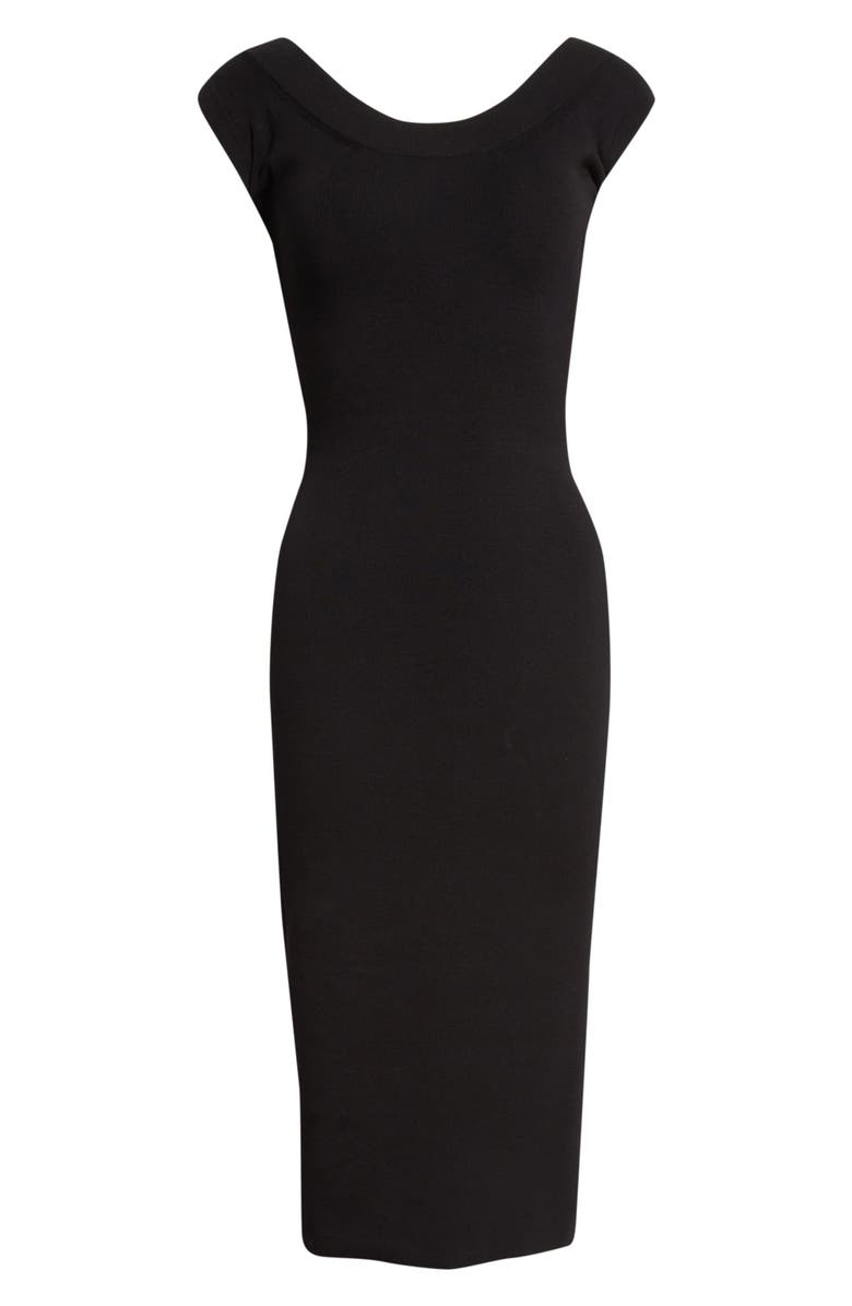 Versace Plunge Back Cotton Blend Sweater Dress, Alternate, color, Black