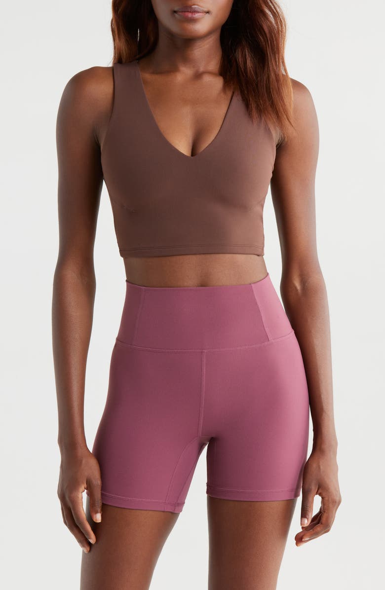 Free People FP Movement Never Better Crop V-Neck Tank, Main, color, Cocoa