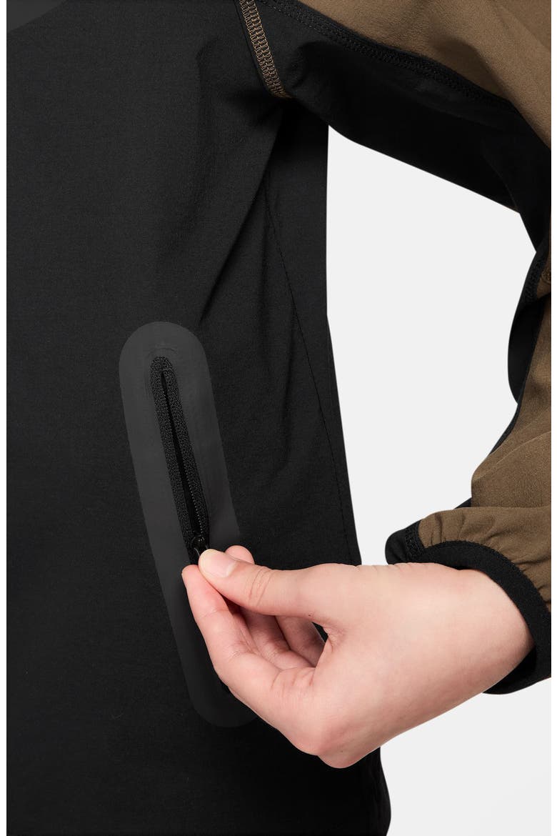 Tech Hooded Performance Zip Jacket, Alternate, color, 014 BLACK/MOSSWOOD BROWN/BLACK