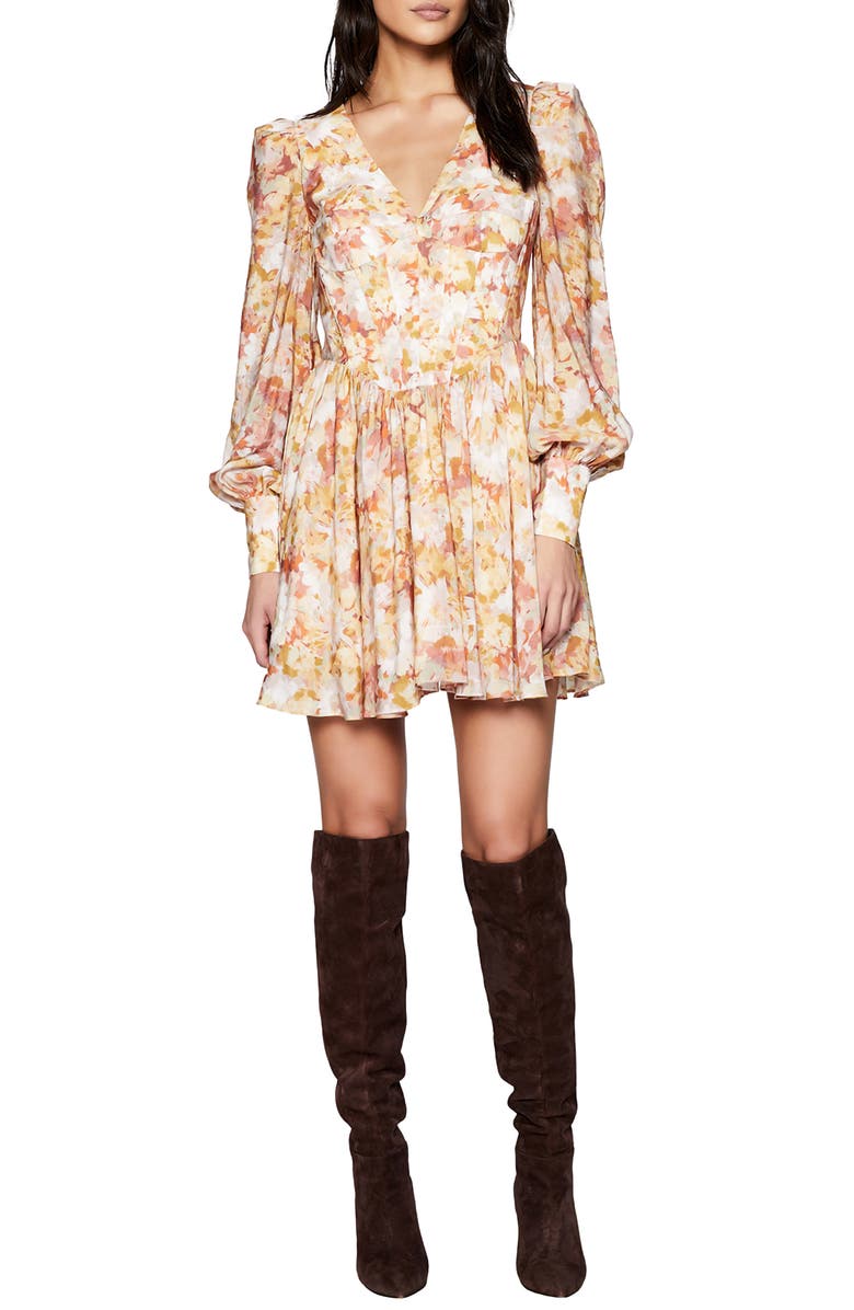 Bardot Zelina Corset Long Sleeve Minidress, Main, color,