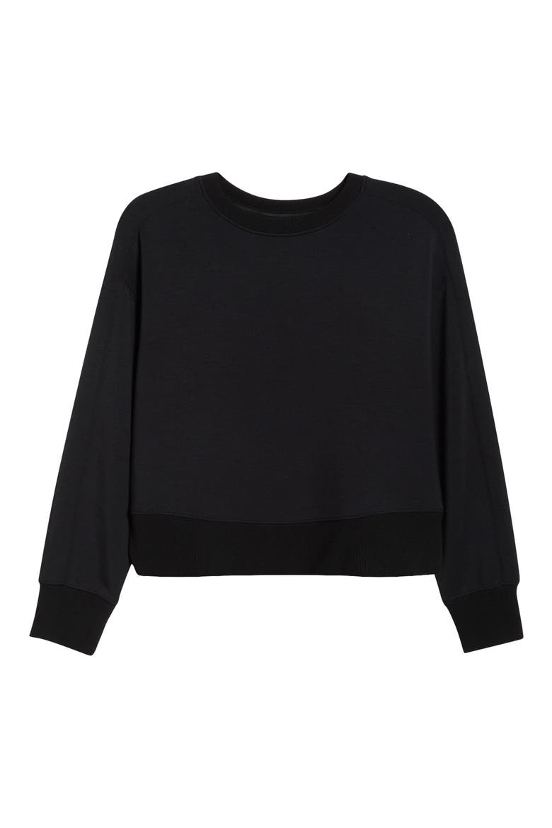 AirEssentials® Luxe Crop Crewneck Sweatshirt, Alternate, color, VERY BLACK