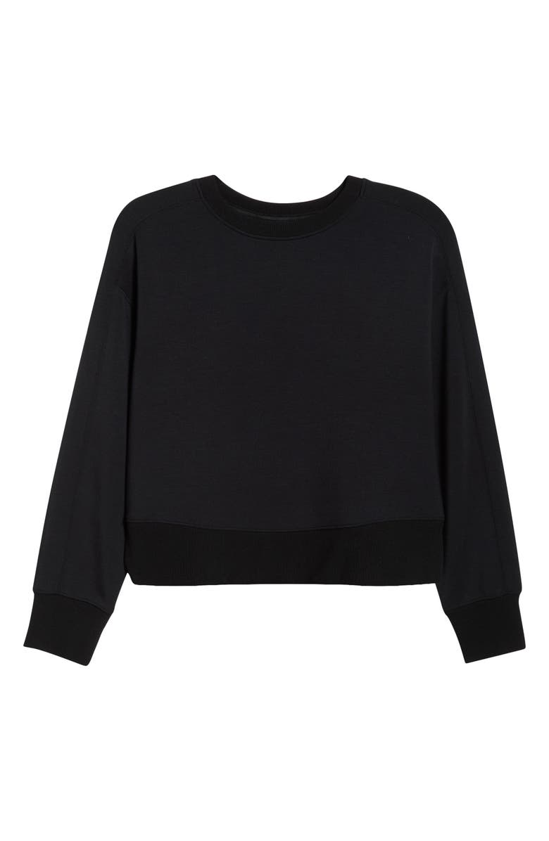 SPANX<sup>®</sup> AirEssentials<sup>®</sup> Luxe Crop Crewneck Sweatshirt, Alternate, color, Very Black