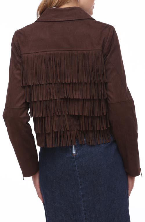 Bagatelle Fringe Jacket In Brown
