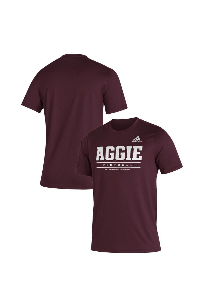 Men's adidas Maroon Texas A&M Aggies Sideline Football Locker Practice Creator AEROREADY T-Shirt, Main, color, Maroon