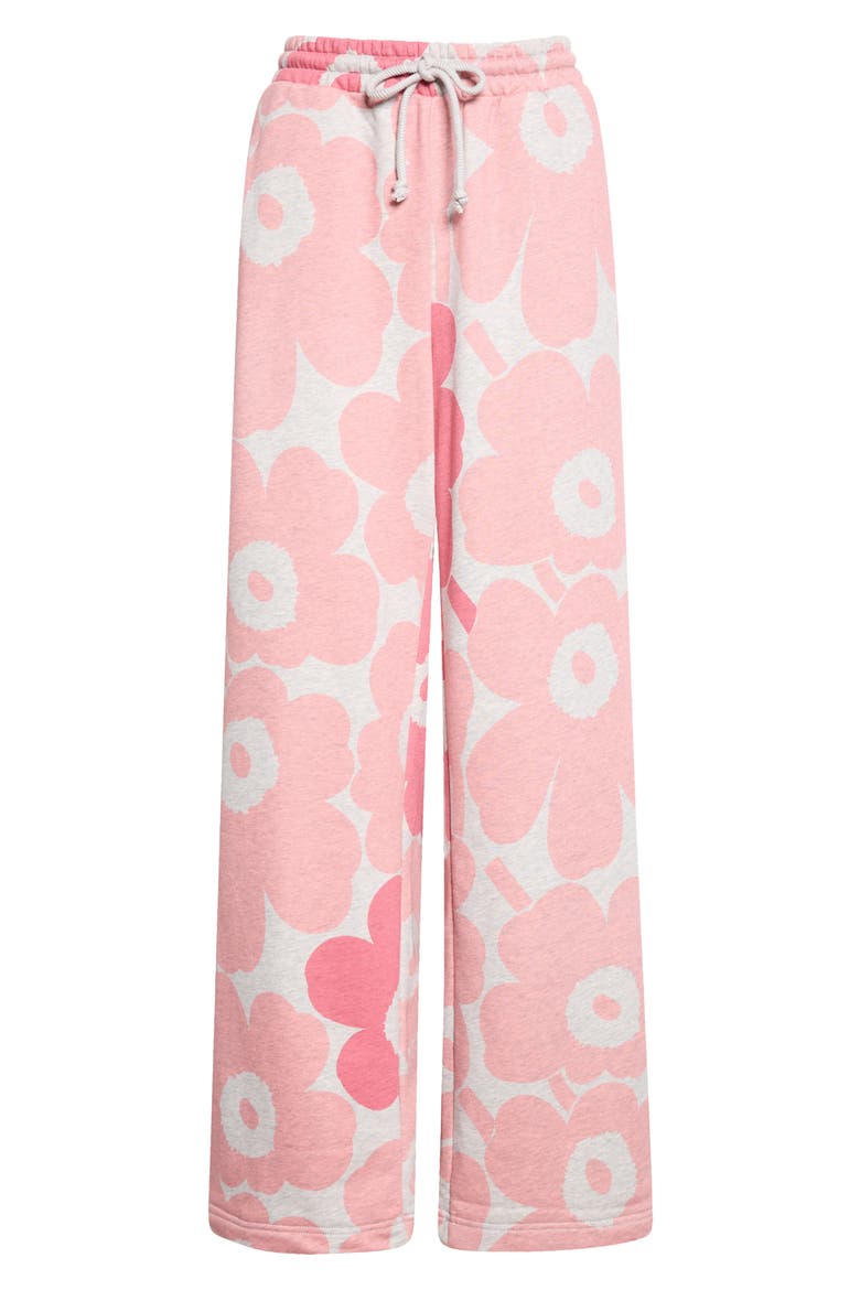 Varret Pieni Uniko Kiki Floral Drawstring Sweatpants, Main, color, GREY MELANGE LIGHT PINK