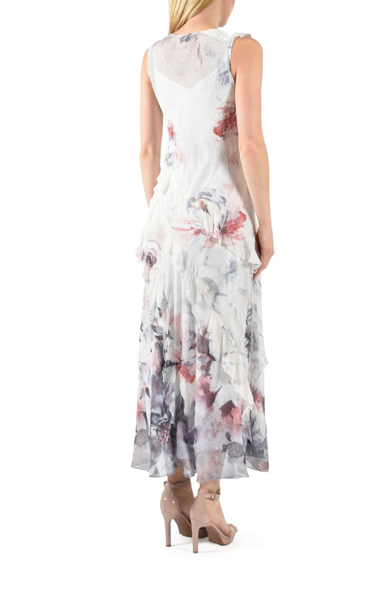 Komarov Ruffle Tiered Chiffon & Charmeuse Maxi Dress, Alternate, color,