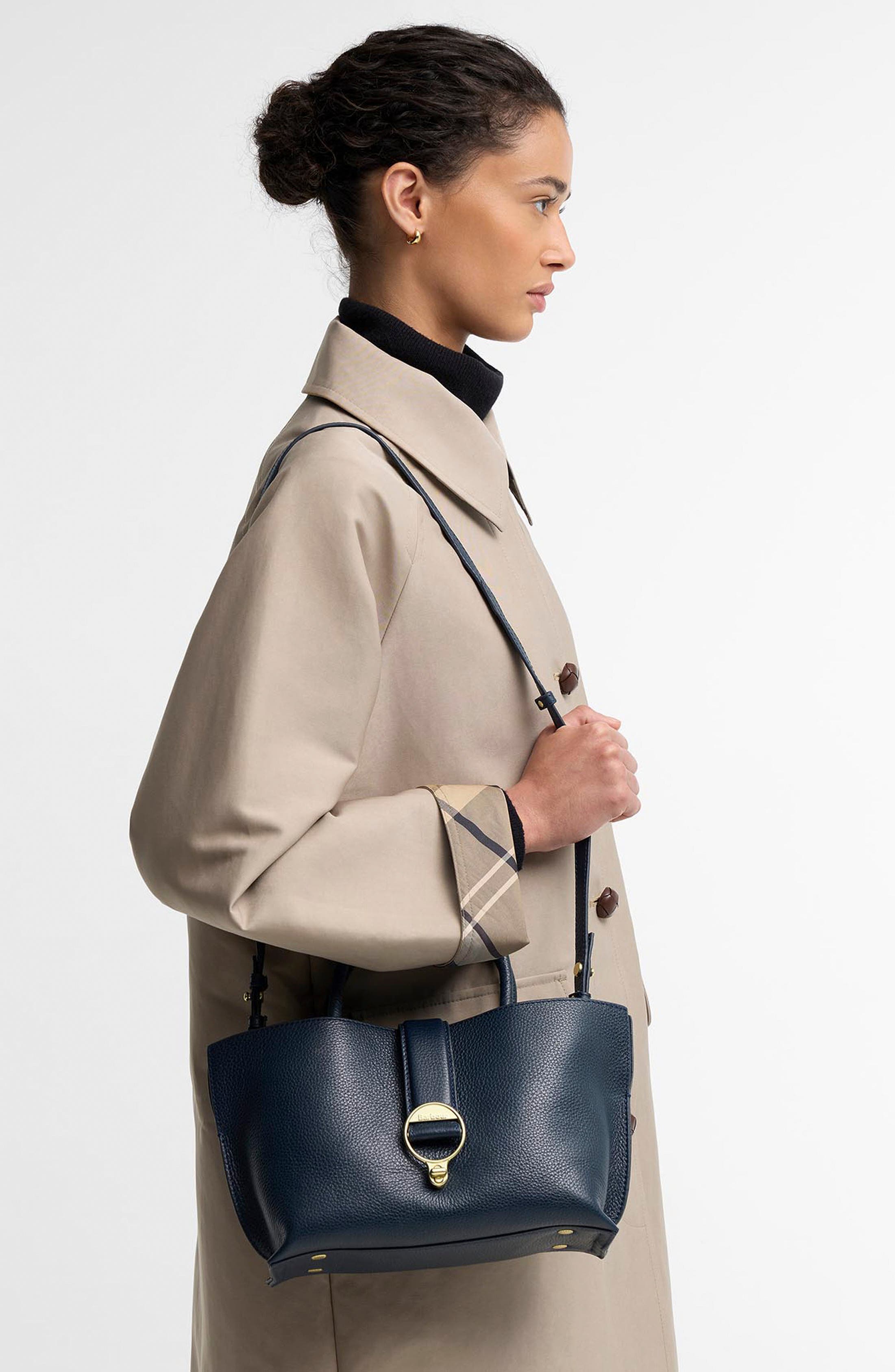 Alder Mini Leather Tote, Alternate, color, NAVY