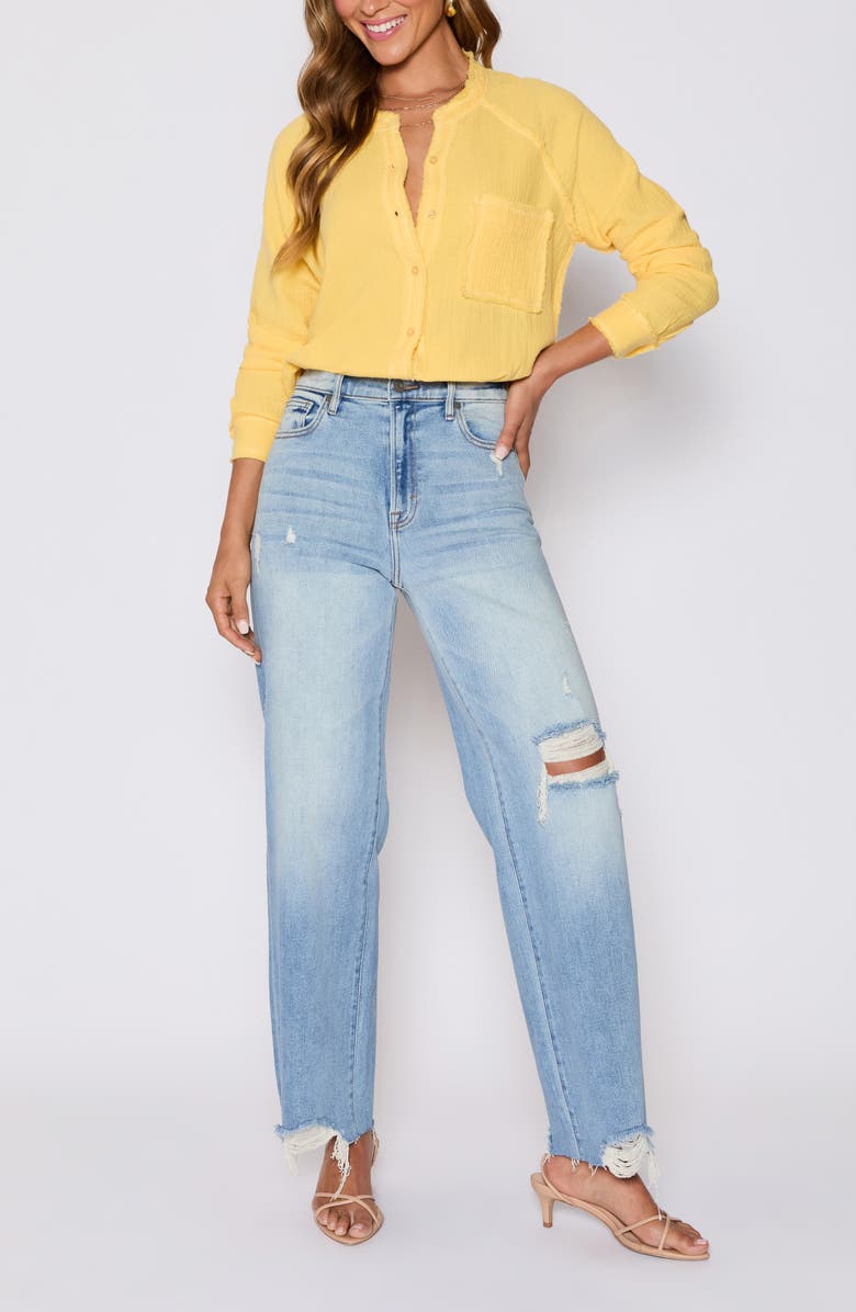 VICI Collection Chill Cotton Gauze Button-Up Shirt, Alternate, color, Yellow