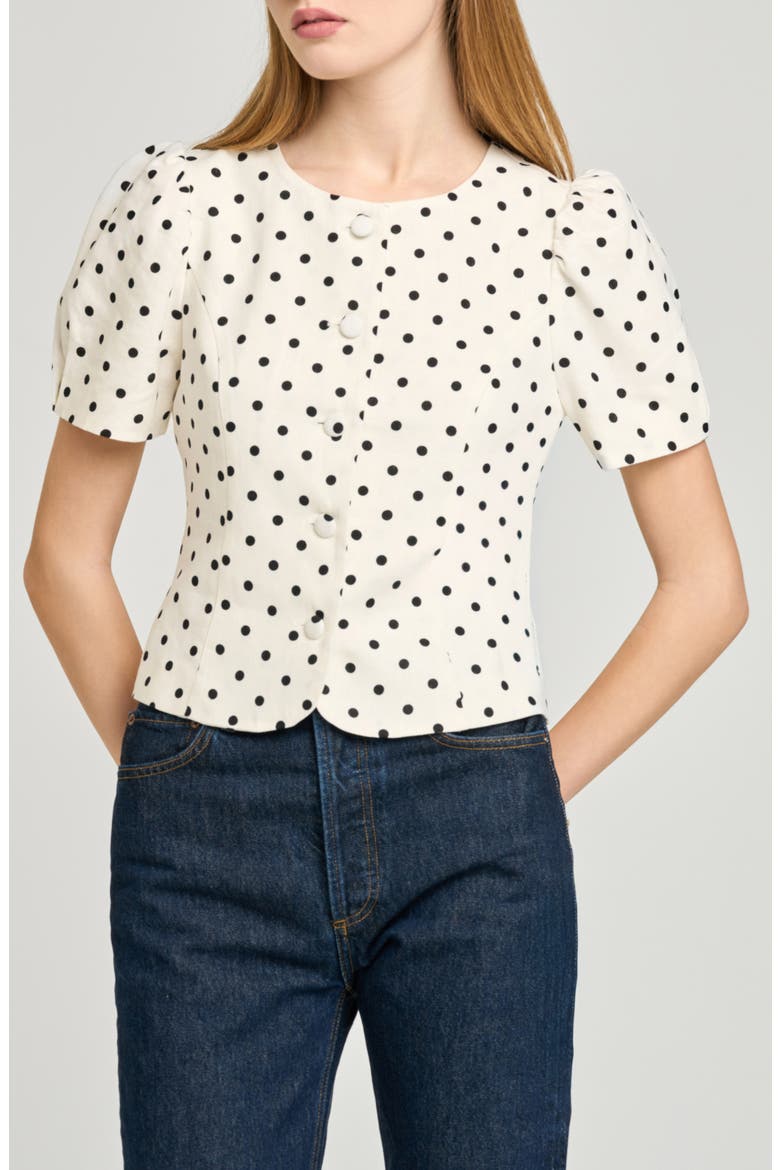 Blair Polka Dot Button-Up Top, Main, color, IVORY POLKA DOT