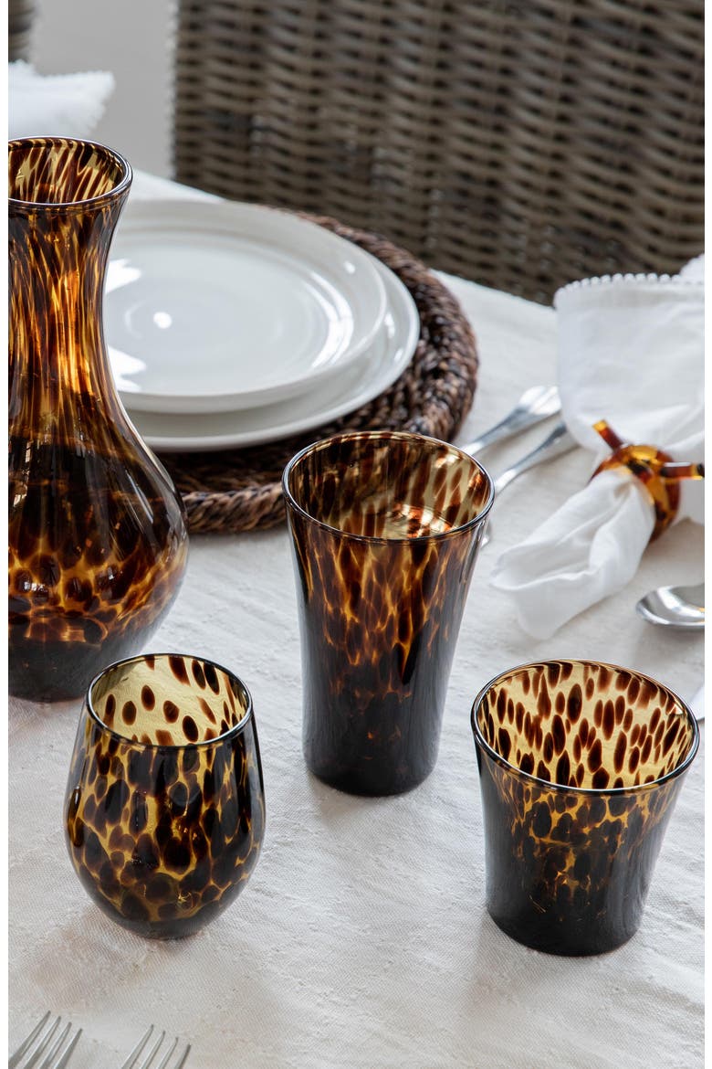 Puro Tortoiseshell Pattern Glass Tumbler, Alternate, color, BROWN