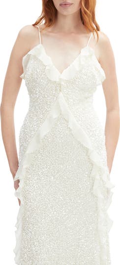 Marsella Ruffle Sequin Cocktail Dress