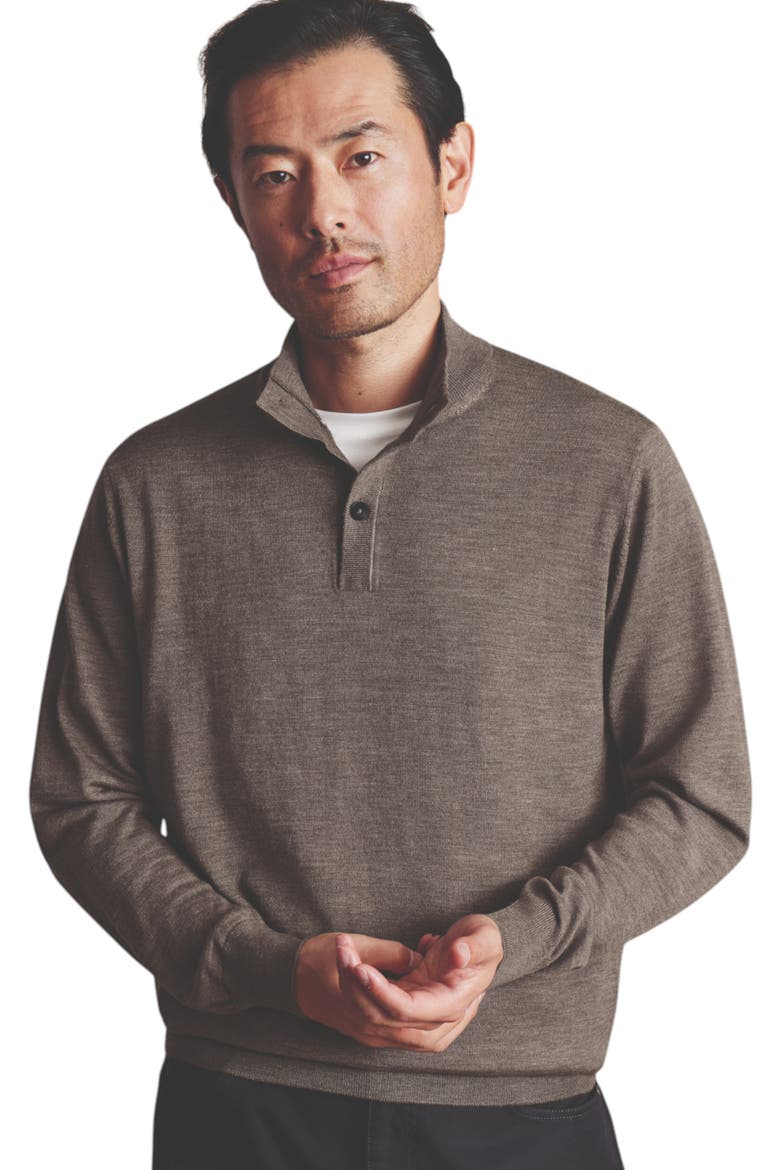 Pure Merino Button Neck Sweater, Main, color, Mocha