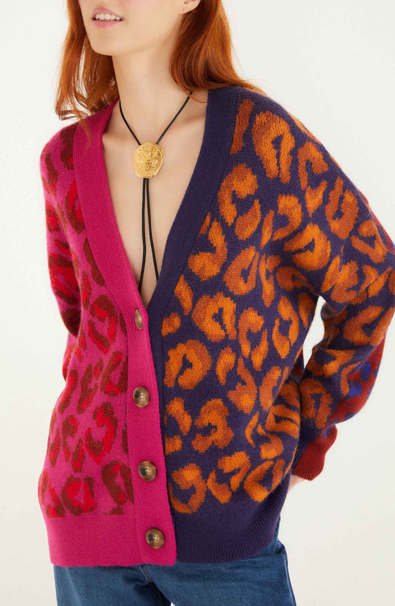FARM Rio Leopard Spot Cardigan, Main, color, Ikat Dyed Leopard Mi