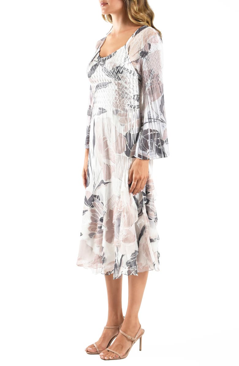 Komarov Chiffon Bell Sleeve Cocktail Dress, Alternate, color, Desert Flora