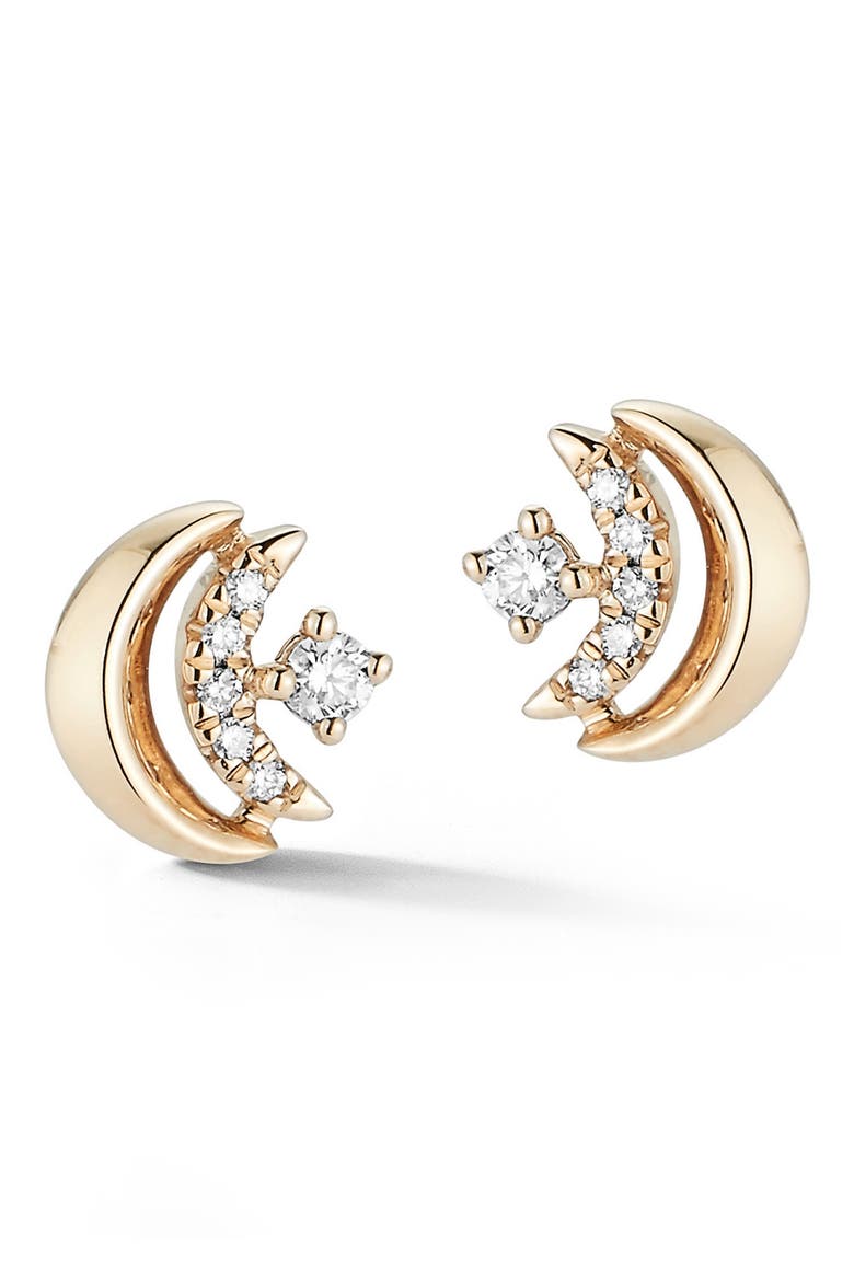 Reese Brooklyn Diamond Double Crescent Stud Earrings, Main, color, YELLOW GOLD