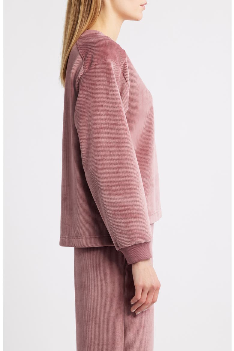 Ribbed Velour High-Low Sweatshirt, Alternate, color, DUSTY ROSE