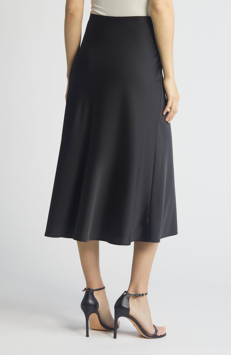 Anne Klein Flared Bias Cut Stretch Satin Skirt, Alternate, color,