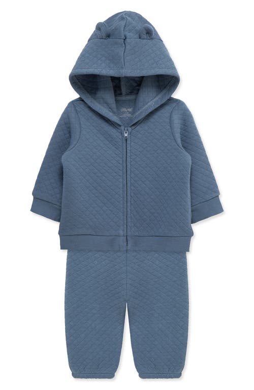 Little Me Quilted Hoodie & Joggers Set In Blue