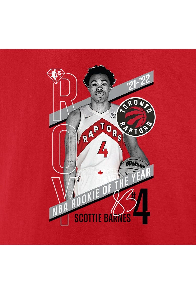 Men's Fanatics Branded Scottie Barnes Red Toronto Raptors 2022 NBA Rookie of the Year T-Shirt, Alternate, color, Red
