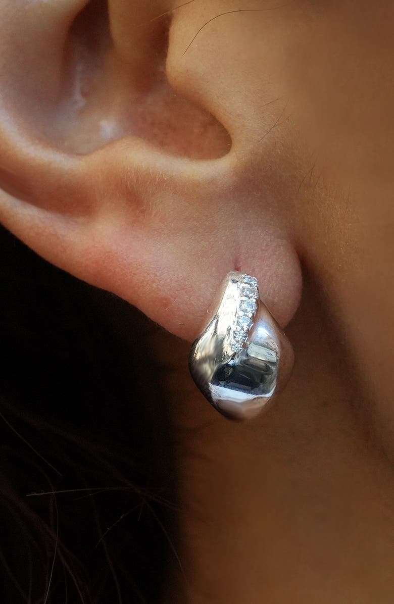 ARGENTO VIVO Cubic Zirconia Hoop Earrings, Alternate, color, Silver