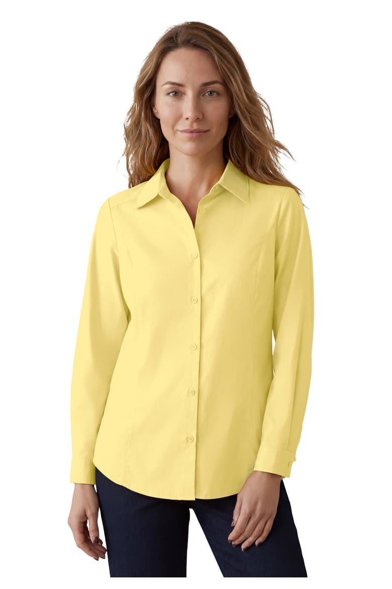 Stretch Cotton Poplin Button Down Shirt, Main, color, BANANA CREAM