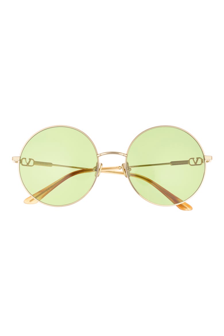 57mm Round Sunglasses, Main, color, GOLD GOLD GREEN